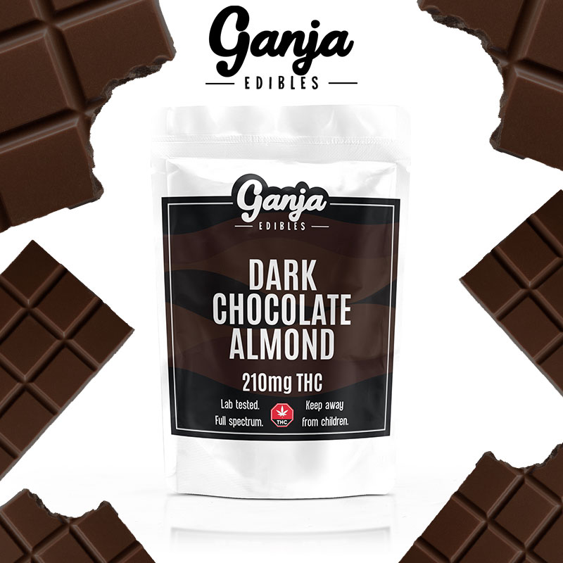 GANJA EDIBLES - THC Baked Dark Chocolate Almond (210mg)