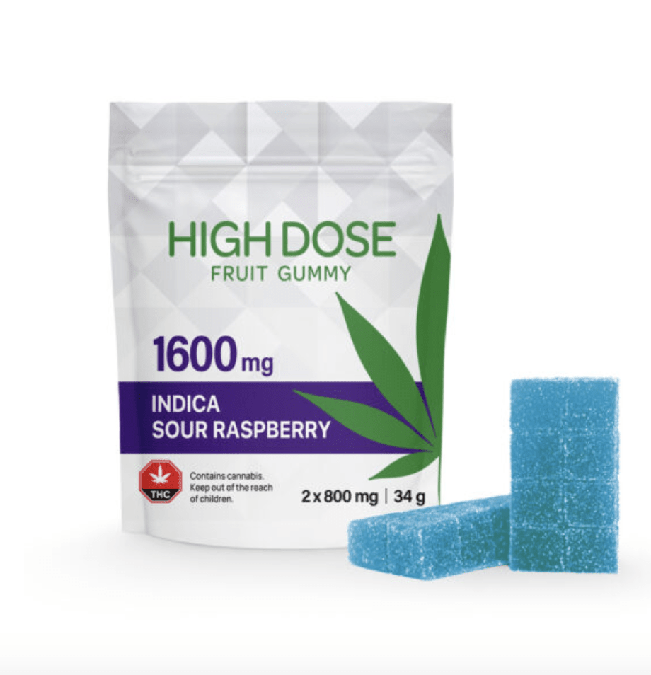HIGH DOSE - Extreme Strength Raspberry Indica Gummies (1600mg THC)