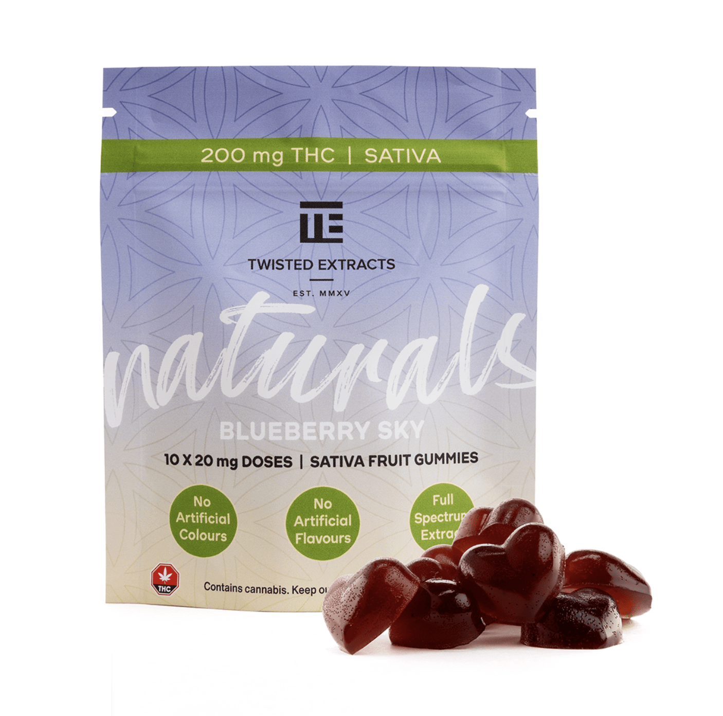 Twisted Naturals – Blueberry Sky THC Gummies (200mg)