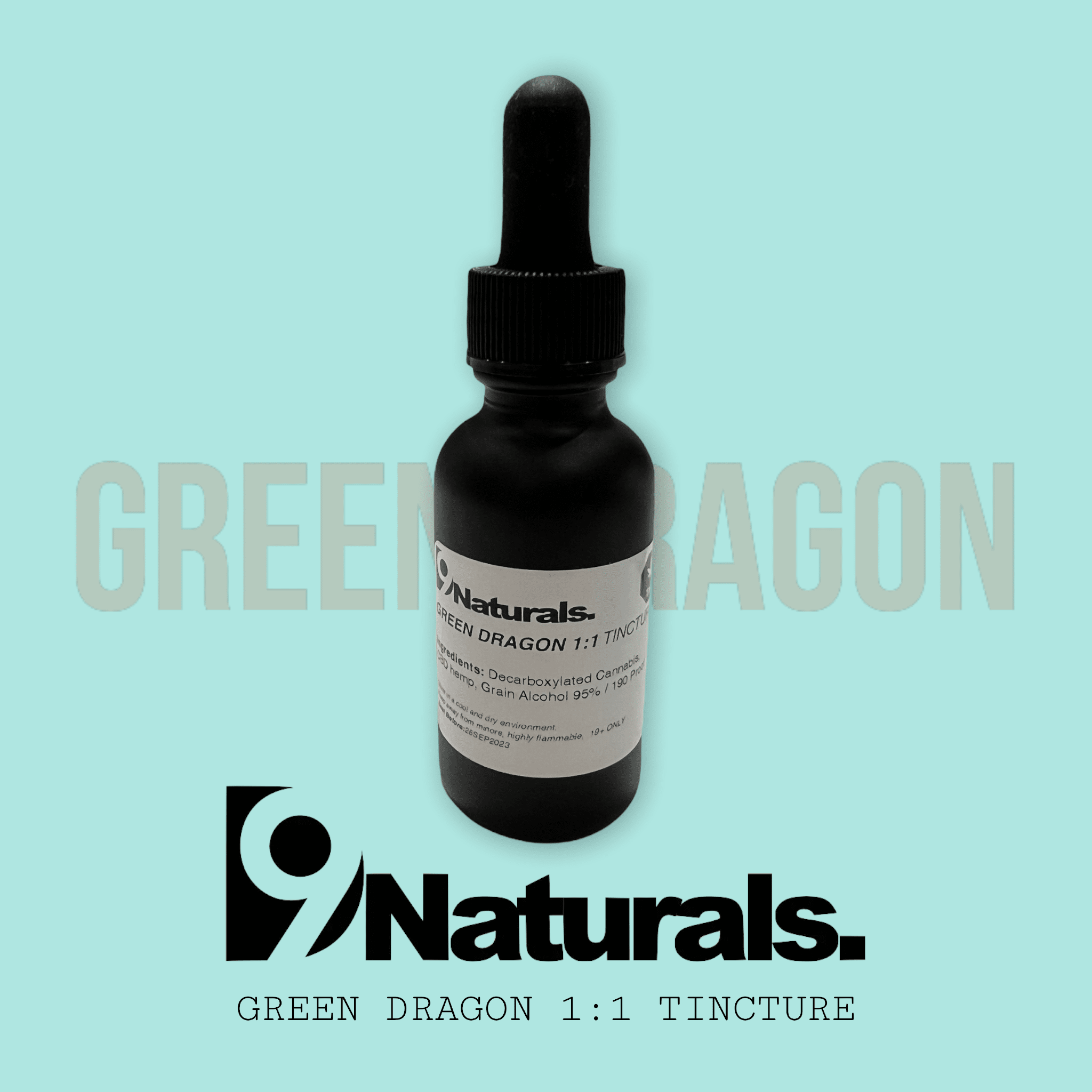 D9NATURALS - Green Dragon 1:1 THC/CBD Tincture (1000mg)