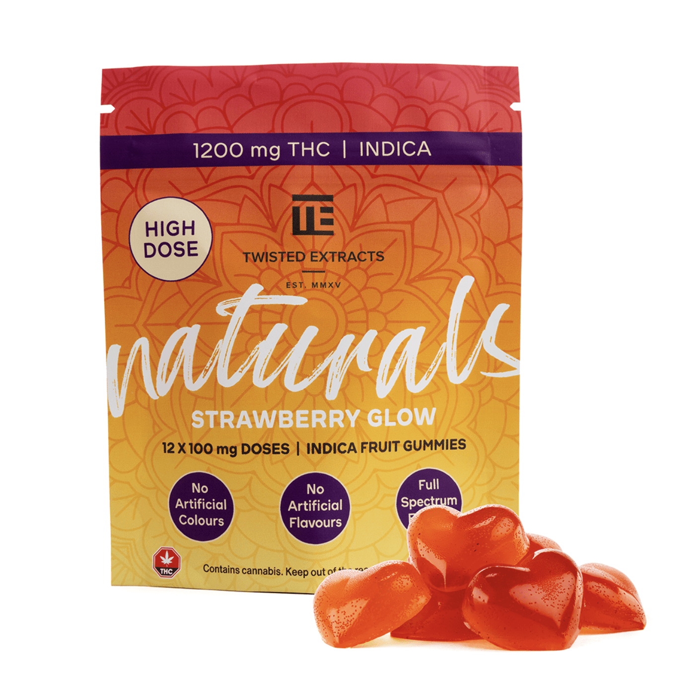 Twisted Naturals – Strawberry Glow THC Gummies (1200mg)