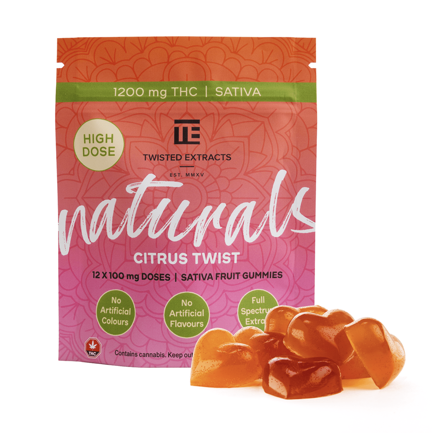 Twisted Naturals – Citrus Twist THC Gummies (1200mg)