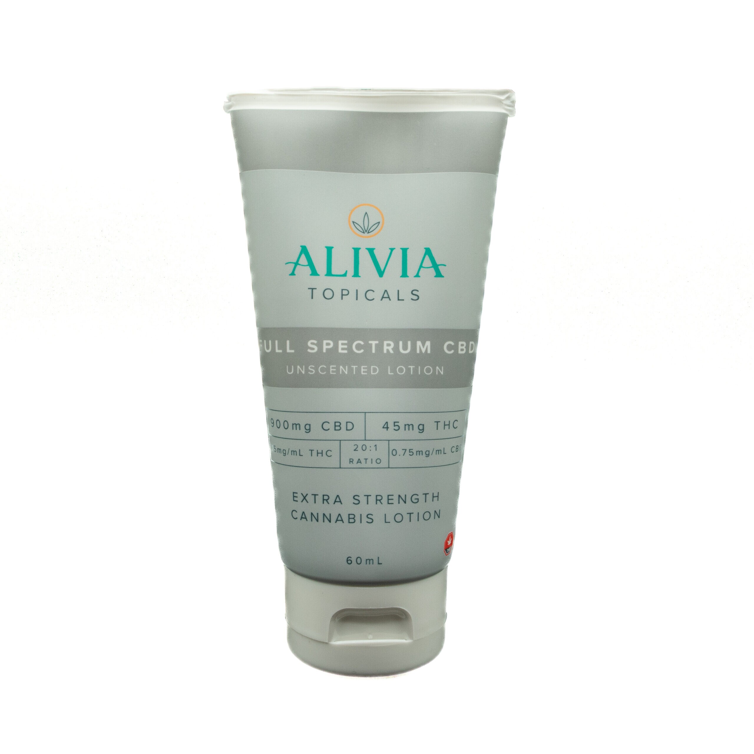ALIVIA – Full Spectrum CBD Unscented Lotion (900mg CBD + 45 mg THC, 2oz)