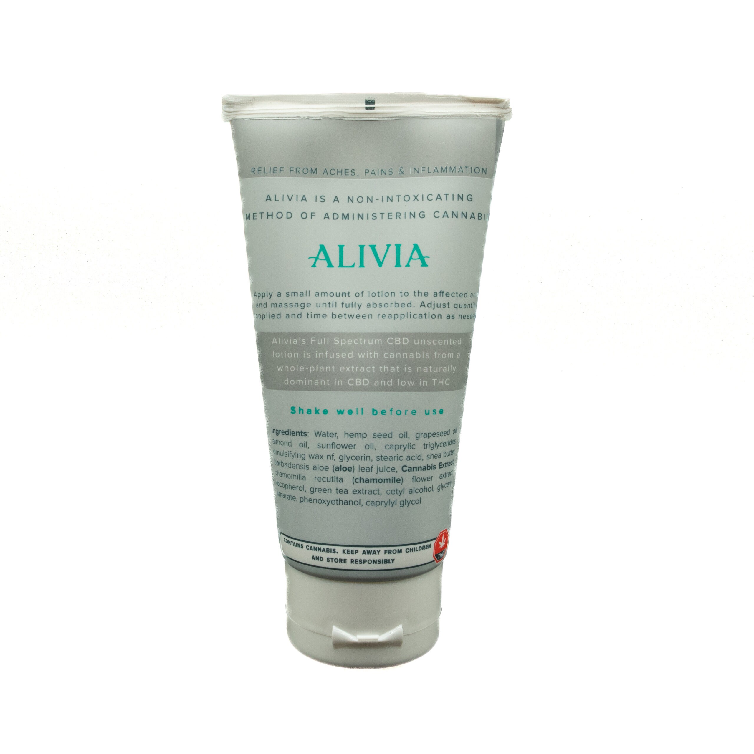 ALIVIA – Full Spectrum CBD Unscented Lotion (900mg CBD + 45 mg THC, 2oz) - Image 2