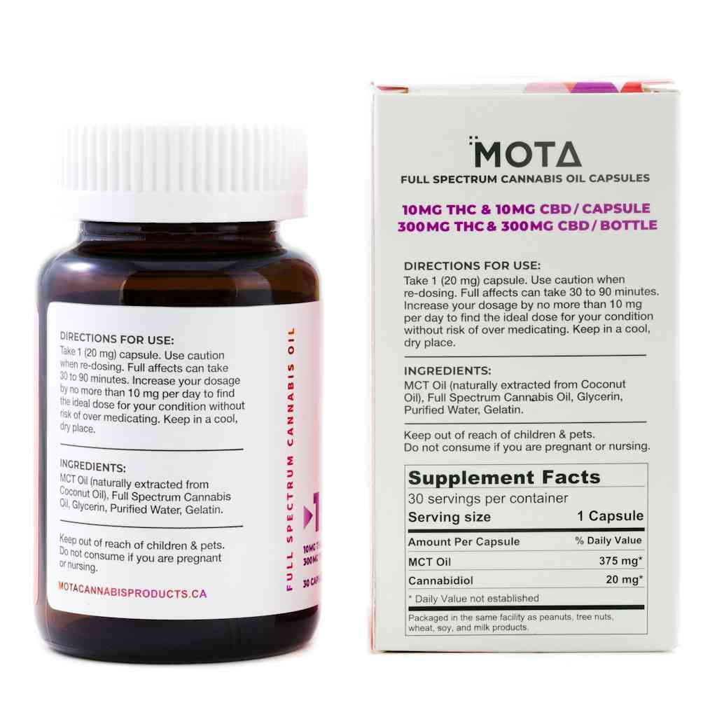 MOTA - 10mg 1:1 Capsules (600mg THC/CBD) - Image 3